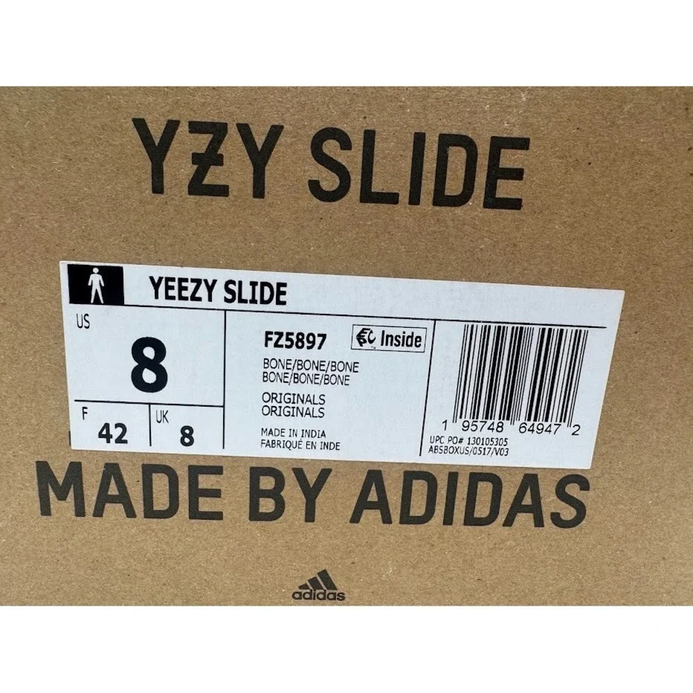 adidas Yeezy Slide Bone FZ5897 US 8 Cream Beige Slides OG Box Authentic